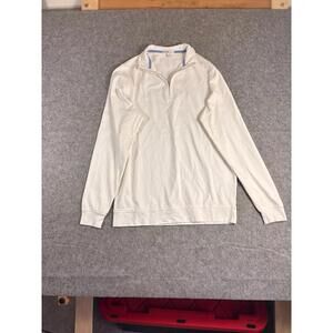 Peter Millar Sweater Mens Large White 1/4 Zip Pullover Golf Preppy